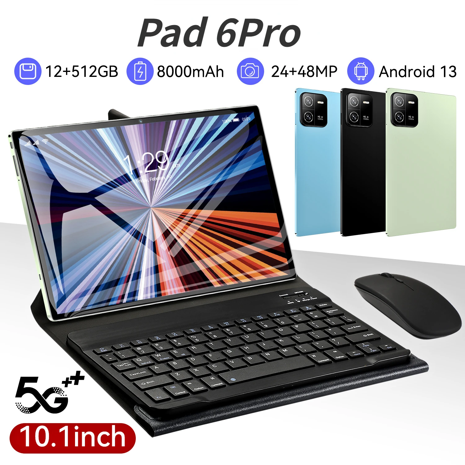 

Original Tablet 10.Inch Android13 12GB 512GB 8000Mah with Keyboard Ipad 6Pro Bluetooth Wi-Fi Phone 5G Call M2 10Core MTK6797