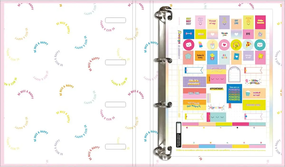 

Happy 305626 Caderno Universitário Argolado Cartonado Rosa Pastel 20x27.5cm 80 Folhas - for University & School Use notebooks