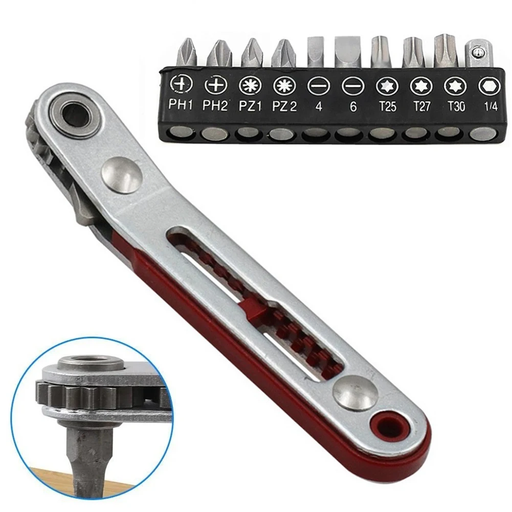 

Mini Ratchet Wrench Screwdriver Drive Socket Hex Screwdriver Bit Dual-Drive Head Elbow Head Ratchet Wrench Tool With Two Heads