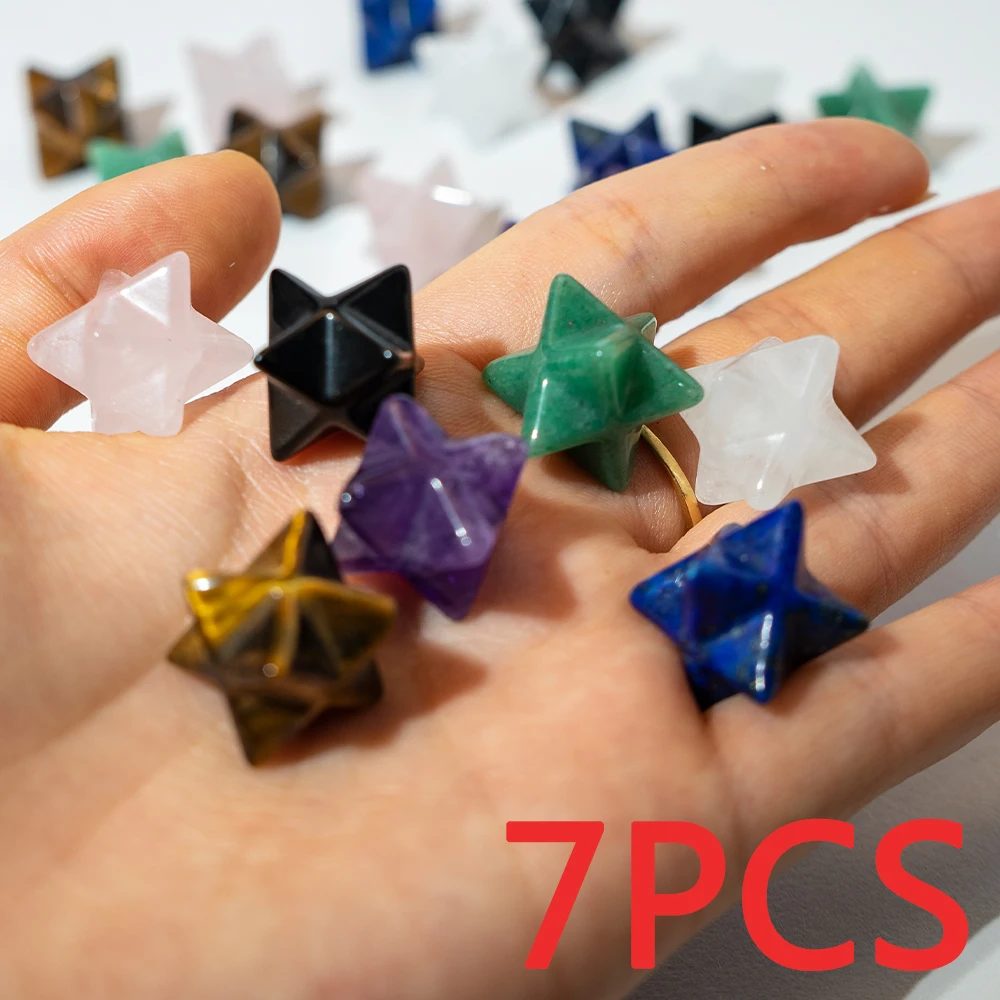 Natural Stone Quartz Crystal Cabamere Star Sculpture Divination Amethyst Three-dimensional Hexagram Crafts Trendy Decoration