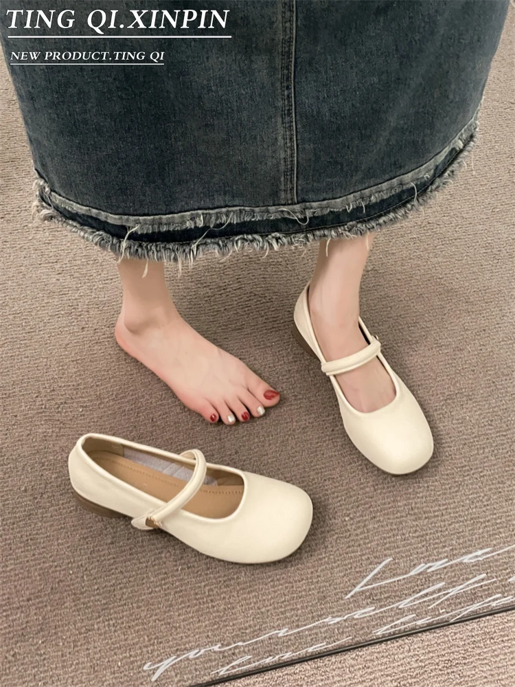 Туфли женские с круглым носком удобная летняя обувь скандалы Мэри Джейн открытым