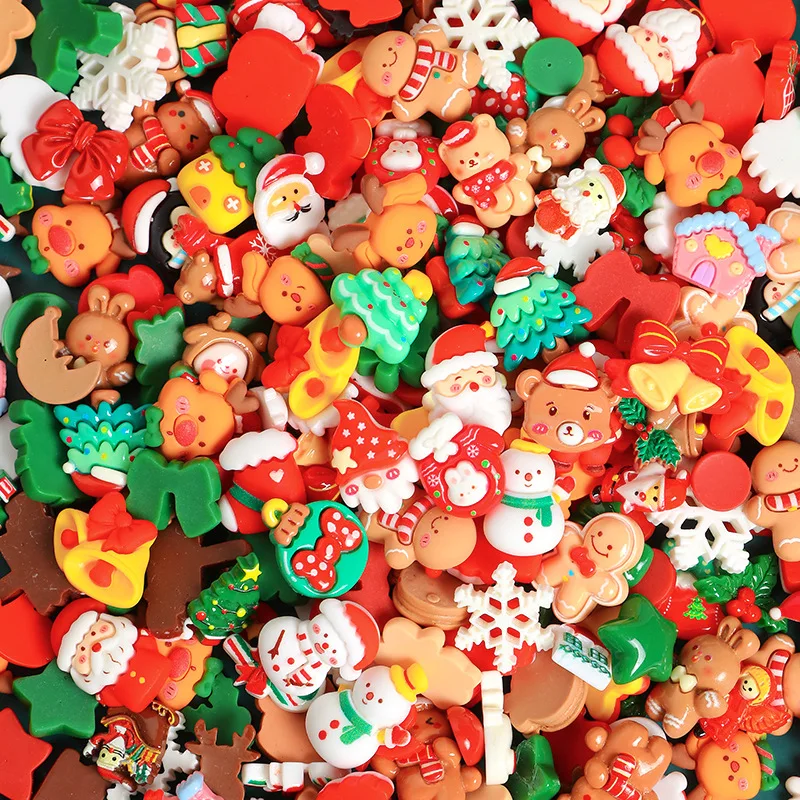 Фото Mini Christmas Snowman Tree Deer Flat Back Charms Resin Cabochons Scrapbooking DIY Handmade Accessories №1