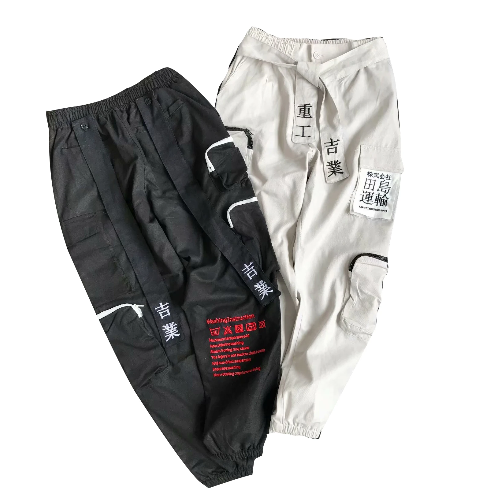 

Women and Men's clothes Harajuku Overalls Cargo Pants More bag trousers Jogger Pants Ribbon Hip hop loose comfortable streetwear