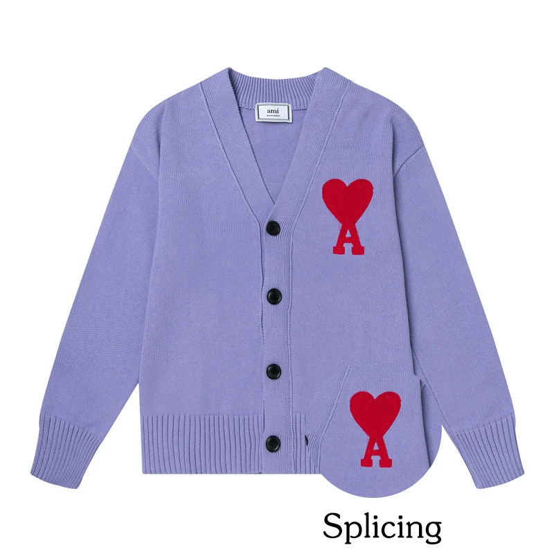 Повседневная Толстовка AMI мужской кардиган с V-образным вырезом Мужская Толстая