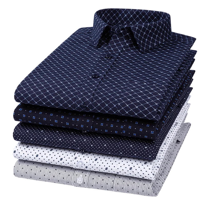Men's Long Sleeve Casual Shirts Fashion Print Cotton Standard Fit Button Pocket Soft For Man Office Business Dress New |