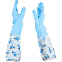 pair of rubber gloves for kitchen cleaning pond gutter drain cleaning long arm one size fits all blue pattern