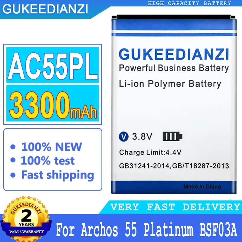 

Bateria 3300mAh Originnal High Capacity Battery AC55PL For Archos 55 Platinum BSF03A Big Power High Quality Battery