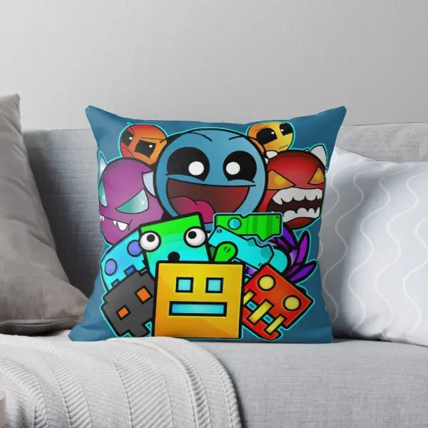 

Geometry Dash Old School Gaming Printing Throw Pillow Cover Hotel Bed Soft Car Decorative Decor Case Pillows not include