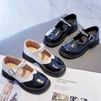 childrens shoes 2022 spring and autumn new girls casual round toe leather loafers boys british kids hook loop chain fashion