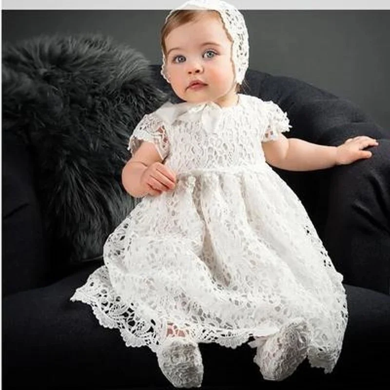 

1 Year Birthday Baby Girl Dresses For Baptism Christening Gowns Pageant Lace Dress Newborn Toddler Clothing