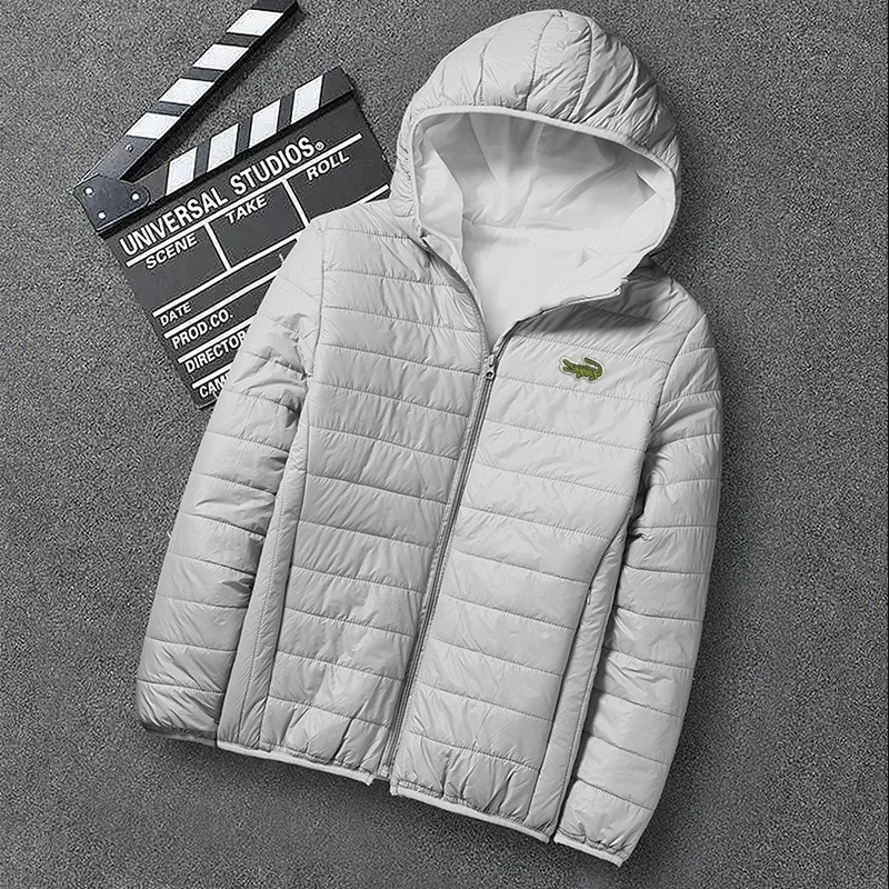 

Куртка с капюшоном с вышивкой для мужчин, теплая Повседневная модная ветрозащитная хлопковая куртка, Осень-зима