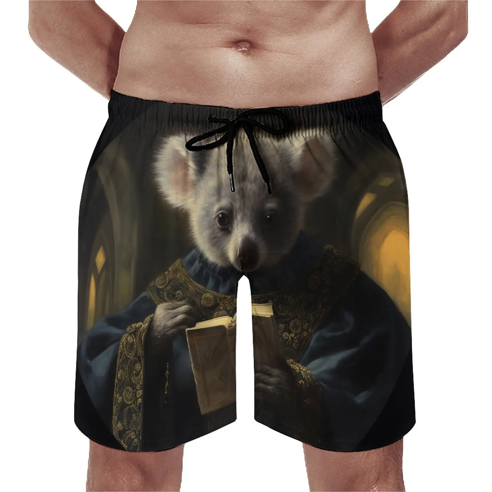 

Summer Board Shorts Koala Running Gothic Mystic Printed Beach Short Pants Retro Quick Dry Swimming Trunks Plus Size