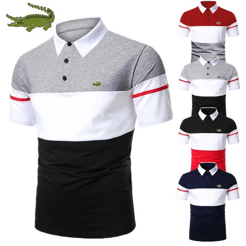 

Мужская хлопковая рубашка-поло, рубашка-поло с отложным воротником, с принтом, для работы и отдыха, для весны и лета, 2022