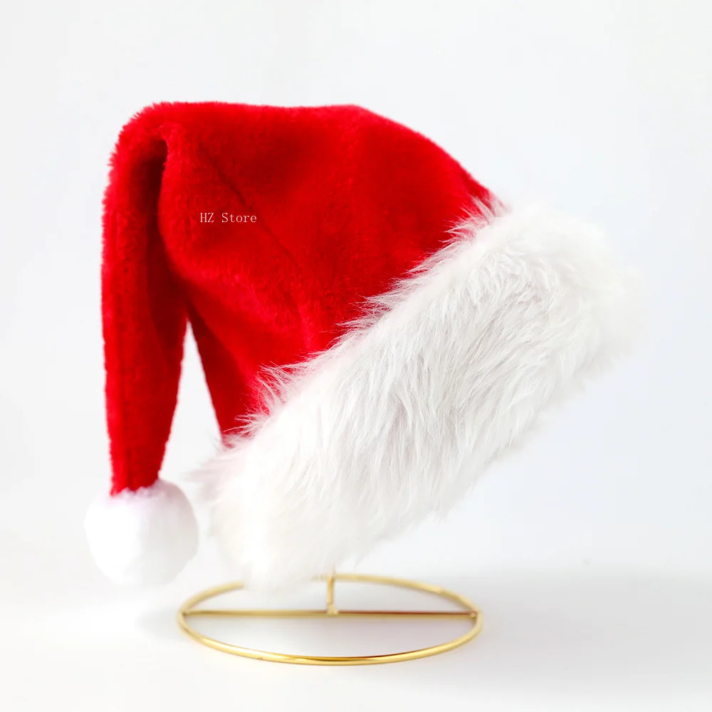

Рождественская шапка Санта-Клауса, Рождественская Праздничная шапка для взрослых, унисекс, бархатная Классическая шапка Санта-Клауса на Рождество, Новый Год, искусственные головные уборы