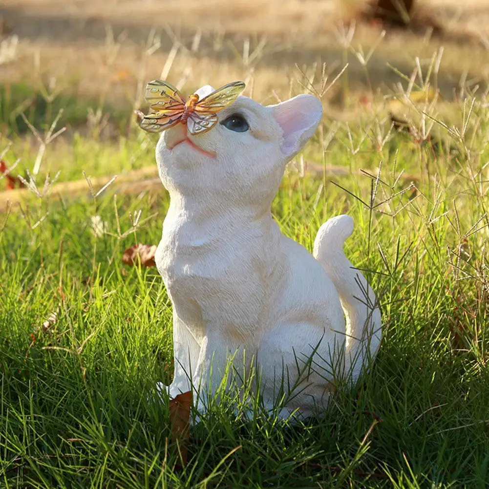 

Solar Animal Cats Statue Art Luminous Resin Landscaping Cat Figurines Ornaments Handicraft Gifts Home Decor for Outdoor Gar U2K0