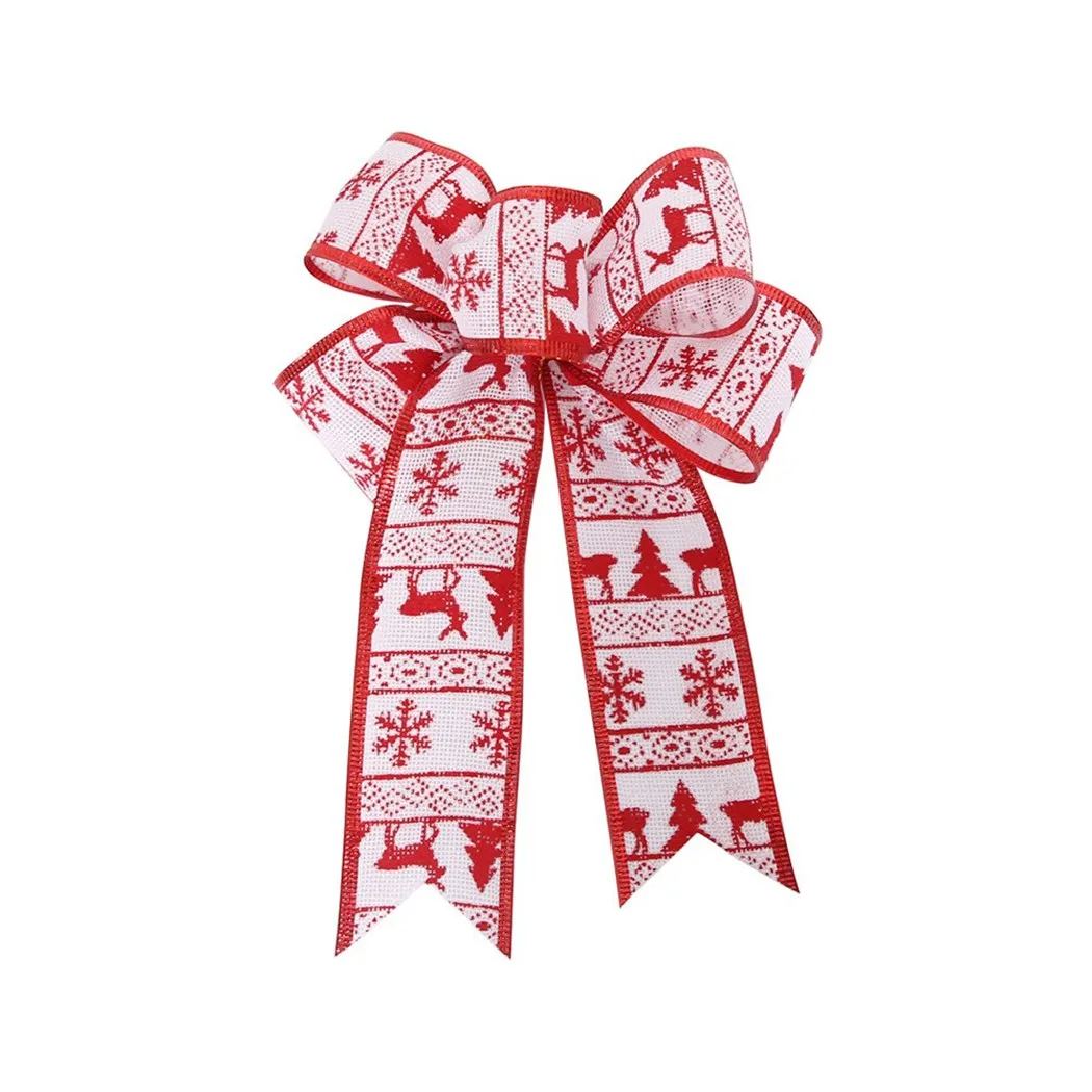 

5 Colors Bows Ribbon Bowknot Christmas Tree Party Gift Present Xmas Decor Hanging Ornament Decoration For New Year 2021