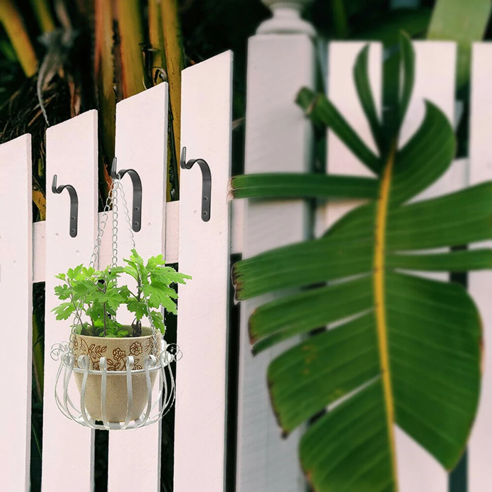 

Curved Hook Plant Bracket Garden Decoration 70mmx42mmx9mm Black White Hanging Metal For Flower Pot Bird Feeder
