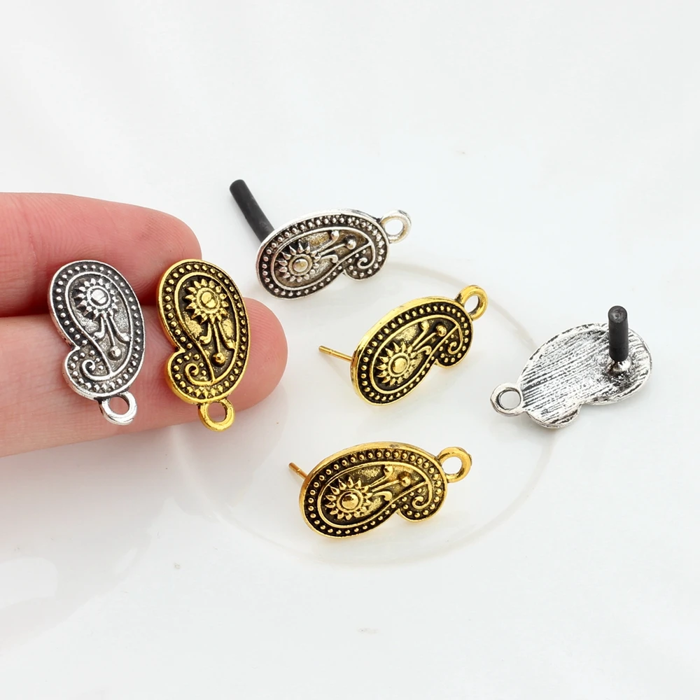 Основание для сережек из цинкового сплава в стиле ретро золото серебро Pisiform 6