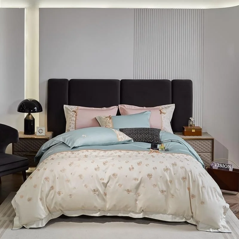 

Комплект постельного белья с пододеяльником и цветочной вышивкой, tc