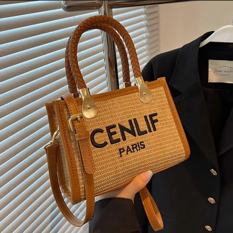 Роскошная брендовая стильная сумка соломенная тканая для женщин новая Seaside Weaven