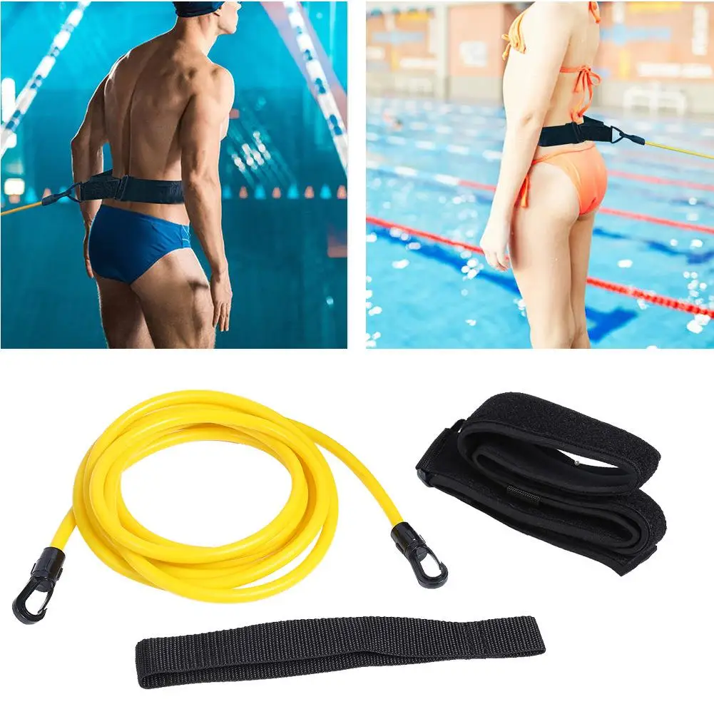 

3/4m Adjustable Swim Training Resistance Elastic Belt Swimming Exerciser Safety Rope Latex Tubes Swim Tether Elastic Rope Band