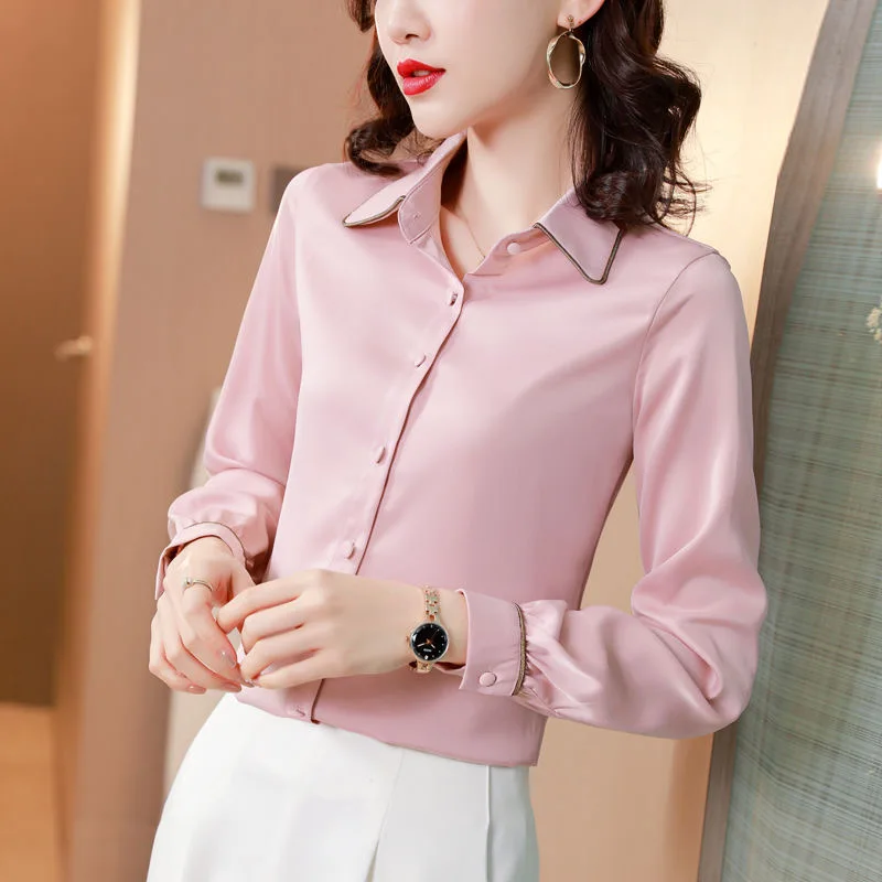Женская Повседневная блуза с длинным рукавом и отложным воротником, модель G2611 на весну и осень
