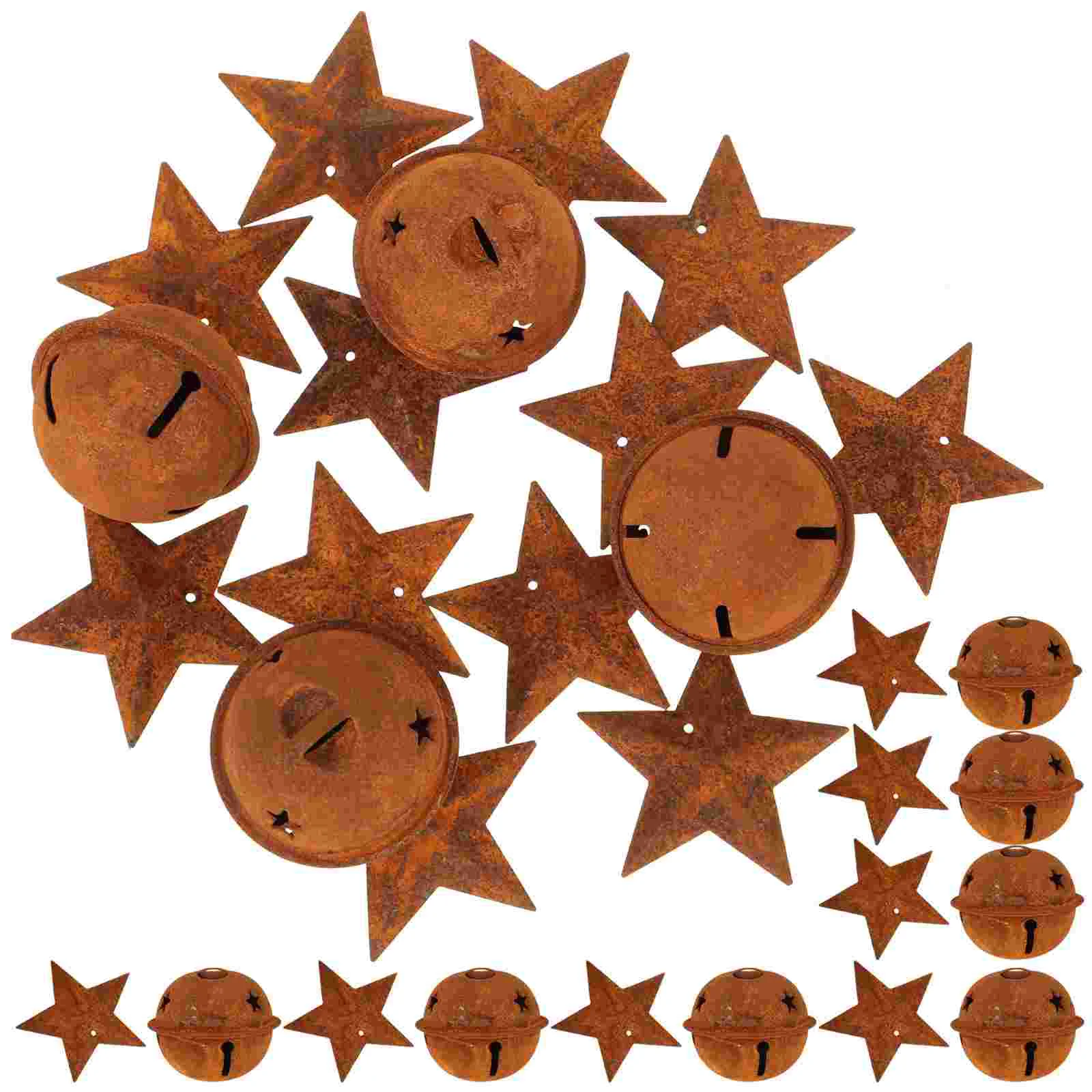 

50 Pcs Mini Christmas Tree Rusty Star Bell Iron Stars Bells Embellishment Decoration Xmas Hanging Jingle
