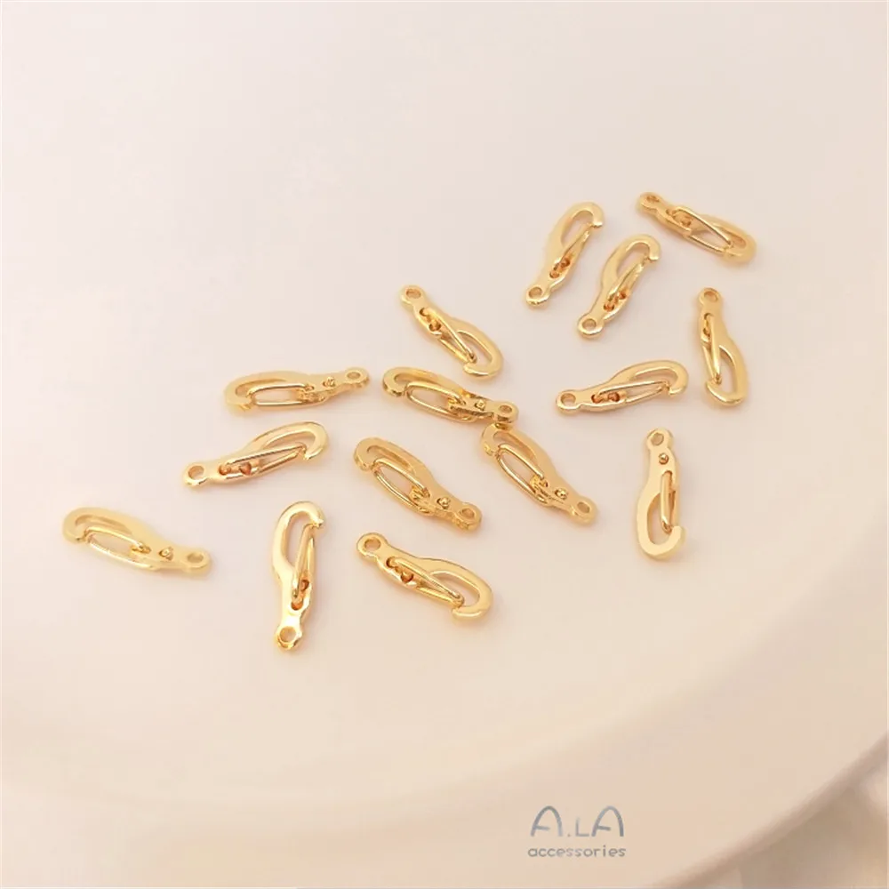 Korean-made lobster clasp 14K pack real gold color spring clasp DIY hand bracelet accessories End clasp connection clasp