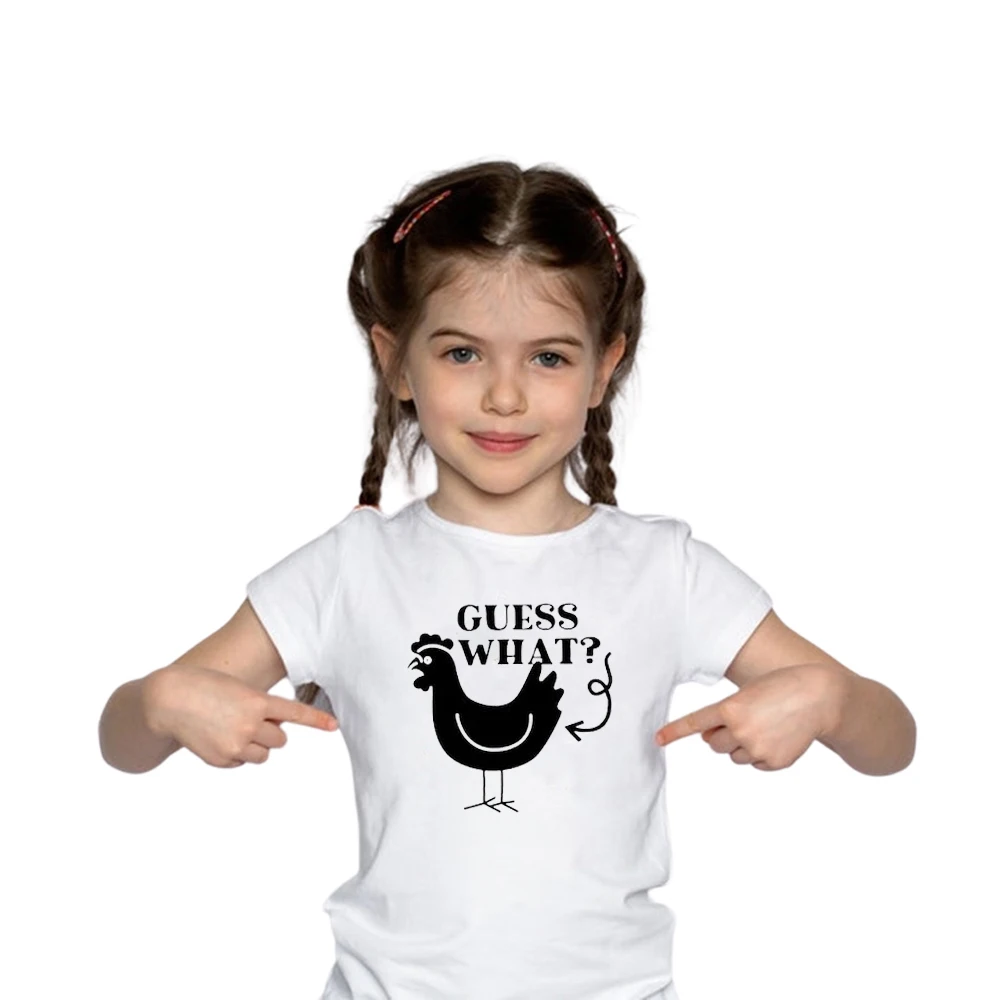 Funny kids shirt Guess What Chicken Butt Children's cotton T-shirt Birthday Gift for toddler graphicTees Fashion Wear Tops