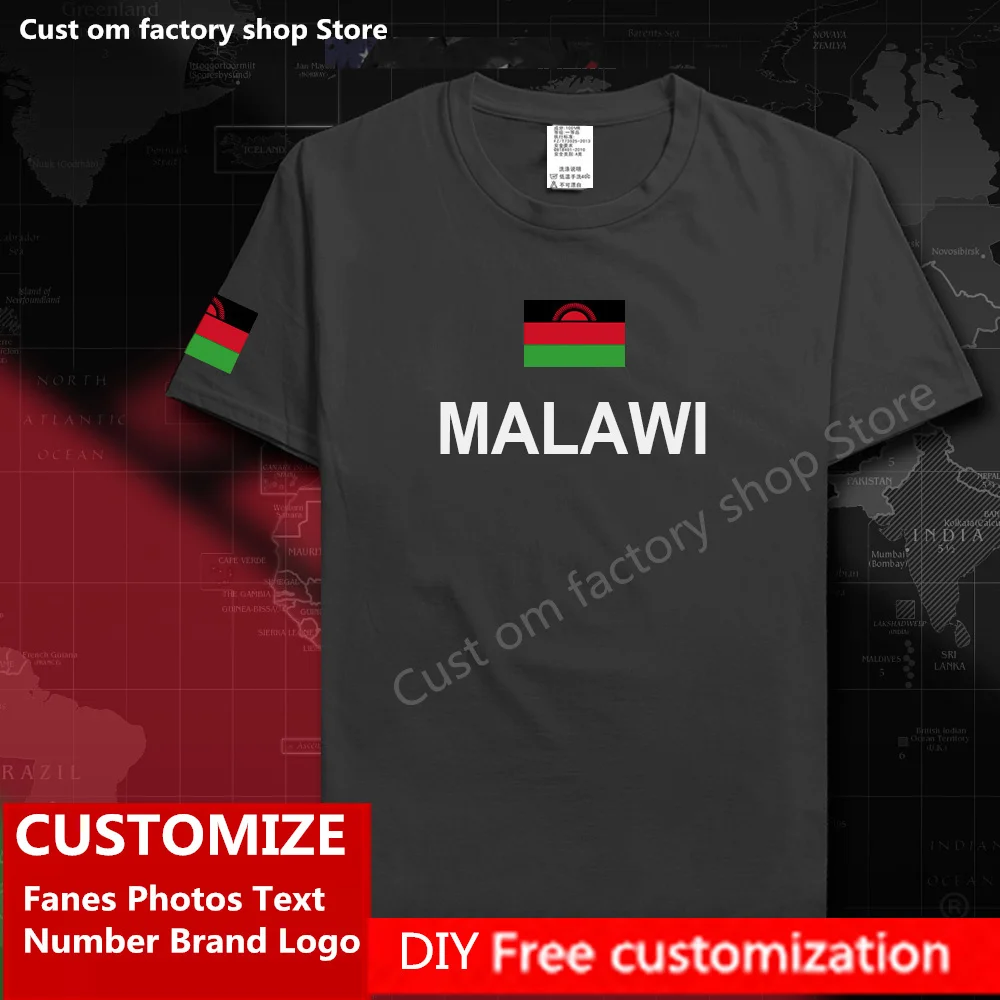 

MALAWI Country Flag T shirt DIY Custom Jersey Fans Name Number Brand LOGO Cotton T-shirts Men Women Loose Casual Sports T-shirt