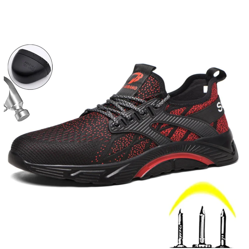 

Men Work Safety Shoes Anti-puncture Sneakers Lightweight Construction Indestructible Steel Toe Cap Shoes Boots Male Footwear