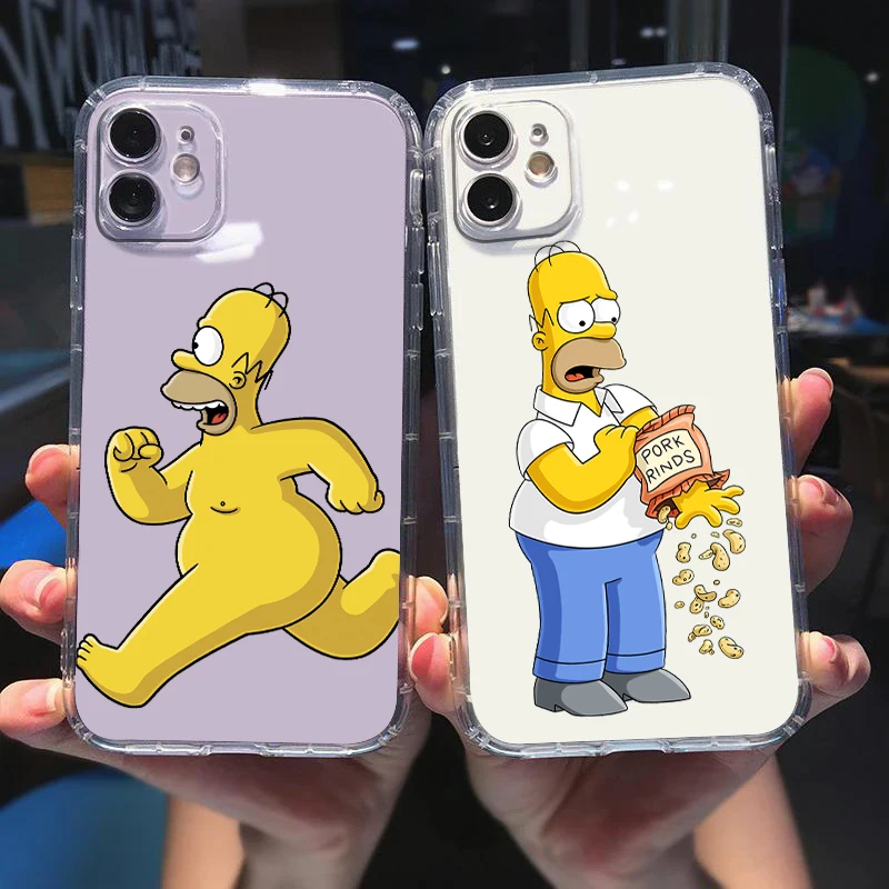 Transparent Cover Disney Simpsons Bart Homer Phone Case For Apple iPhone 14 13 12 11 Mini XS XR X Pro MAX 8 7 6 Plus SE 2020