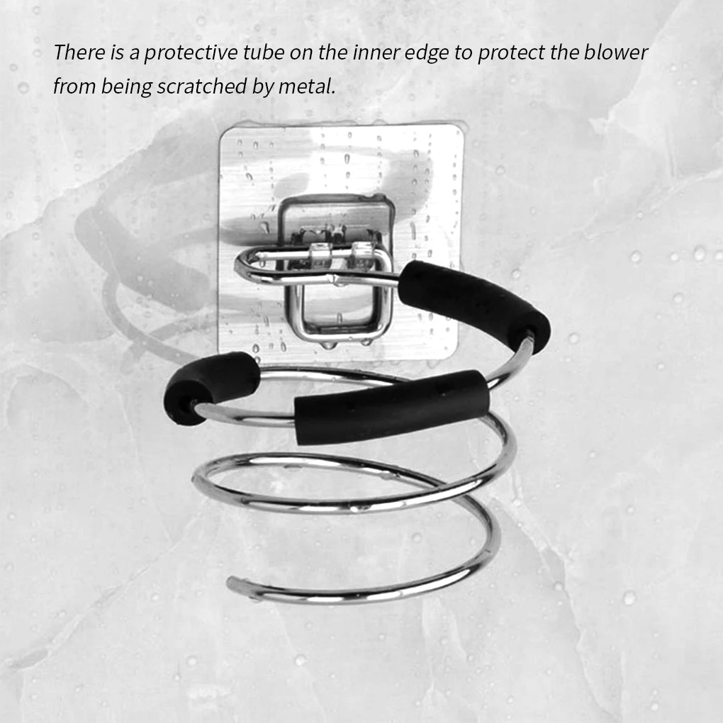 

Новинка, портативный держатель для фена, самоклеящаяся настенная подставка из нержавеющей стали без сверления гвоздей, спиральная подстав...