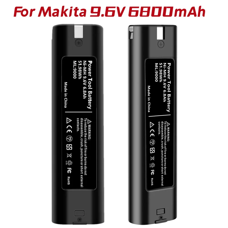 

9.6V 6.8Ah NiMH Battery Replacement For Makita 9000 9002 9033, 6095D 6096D 6093D 6012HD DA391D 5090D 4390D 5090D 8402VD ML902