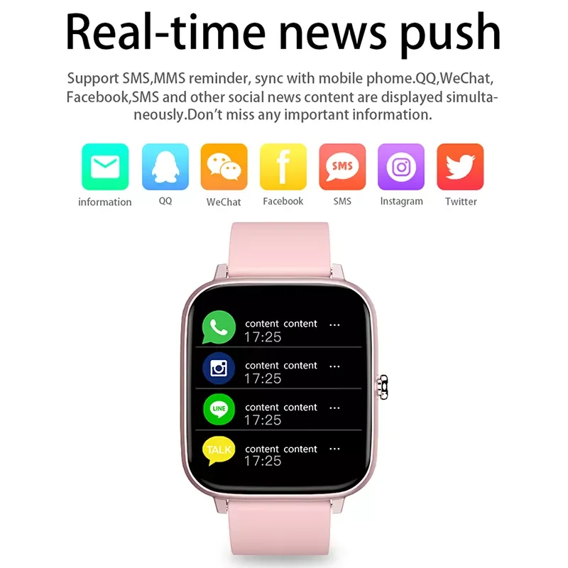 

2021 Fashion Full Touch Screen Smart Watch Women Heart Rate Multifunctional Sports Fitness IP67 Waterproof Smartwatch Men Woman