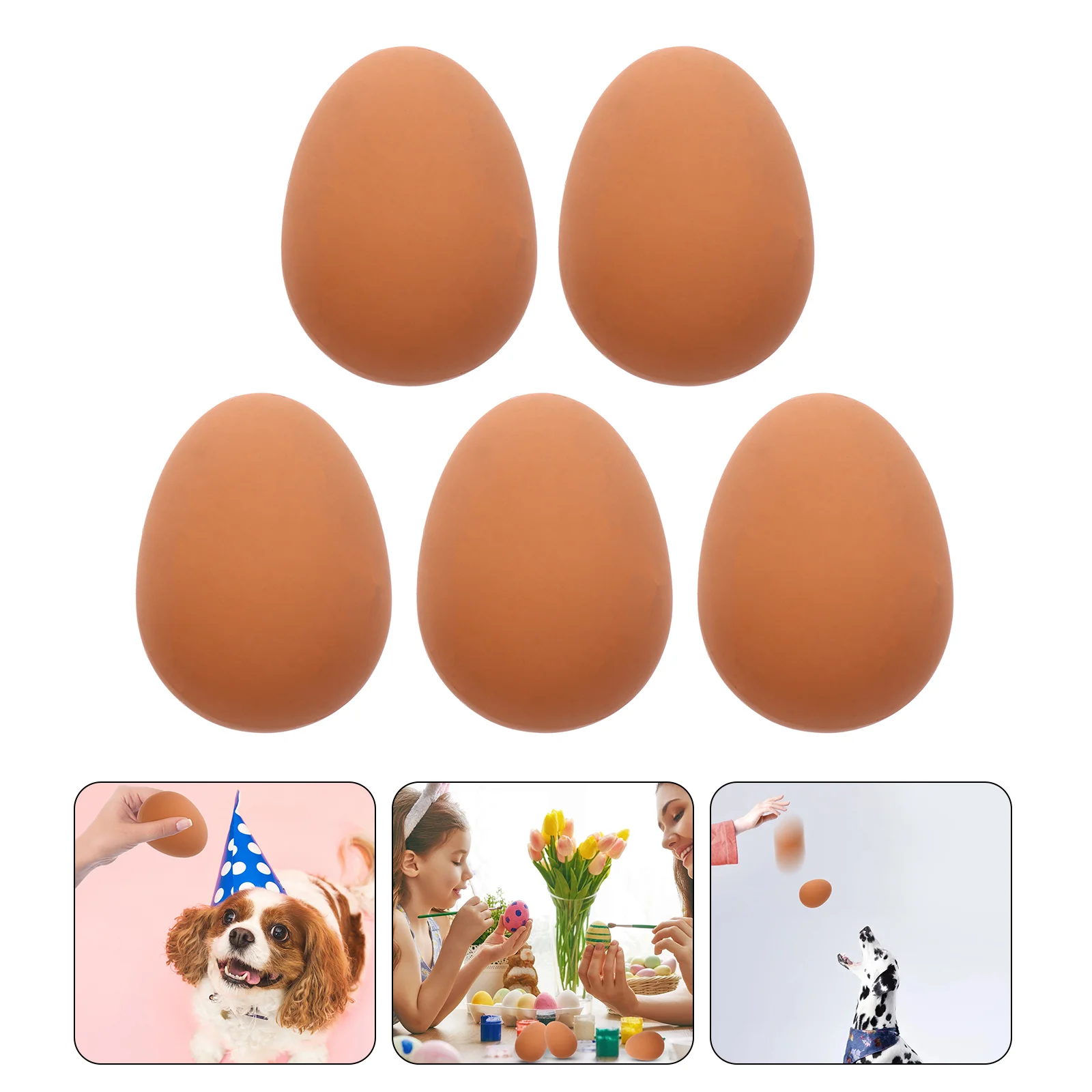 

Dog Toy Toys Pet Eggs Chewing Egg Biting Interactive Fake Chicken Faux Simulation Chew Bounce Molar Traning Laying Rubber