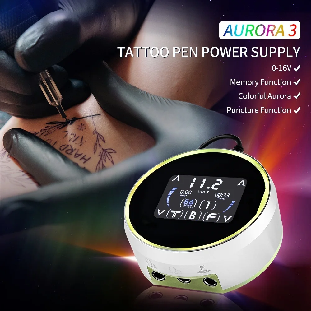 Upgrade Tattoo Pen Power Supply Mini AURORA 3 Tattoo Power Supply FTF touch Screen For Rotary Coil Tattoo Machine Power Supply