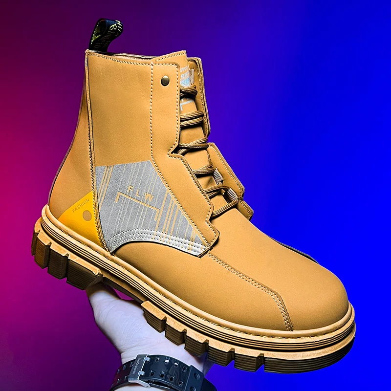 

Men's Shoes Non-slip Men's Outdoor Shoes Oxford Soles Leather Boots Work Boots Everything Big Yellow Boots Trendy Martin Shoes