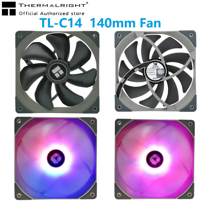 

Thermalright TL-C14 CPU Cooling Fan 140mm RGB 5V/3PIN 12V/4PIN Matt Fan PWM Silent Cooling Fan Computer Case Replacement Fan