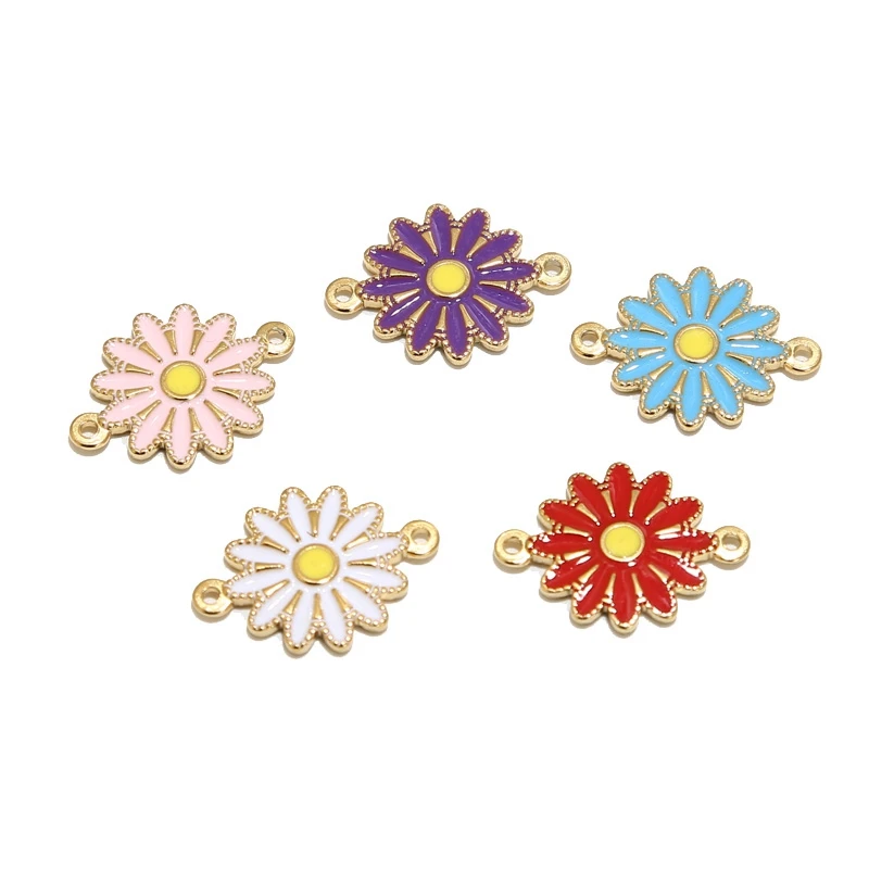 

5pcs Stainless Steel Enamel Sunflower Daisy Flower Charms for Necklace Pendants Earrings DIY Bracelet Connections Jewelry Making