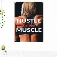 hustle for that muscle bodybuilding workout inspirational quotes poster wall hanging cloth decorative banner flag gym wall decor