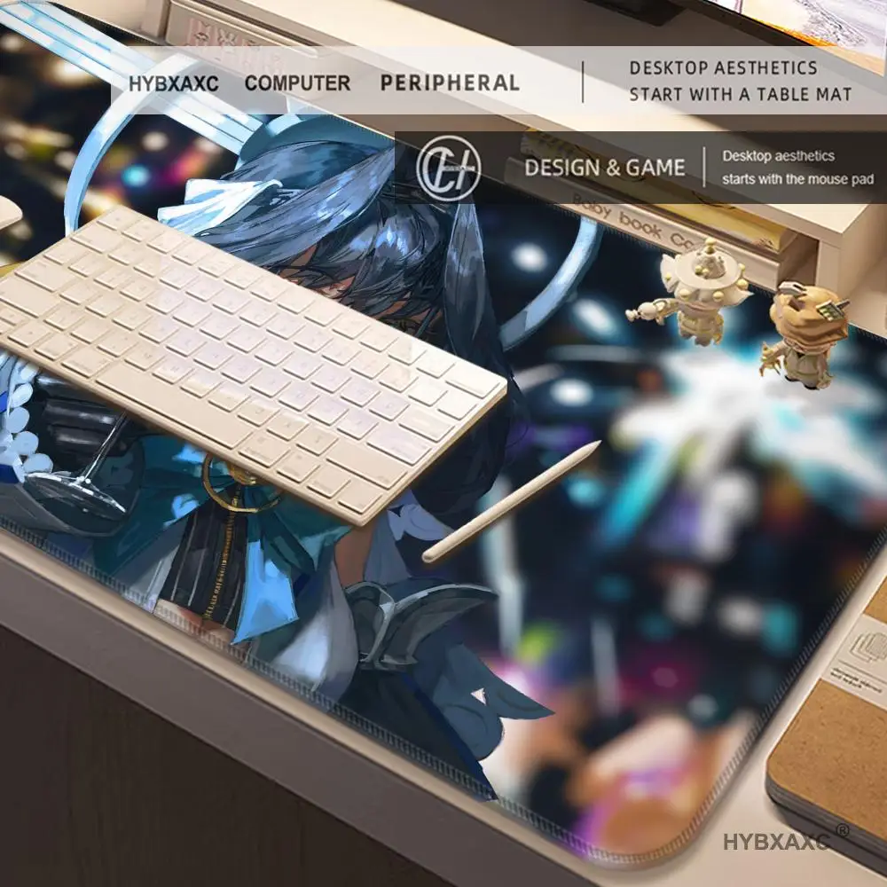 Фото Коврик для мыши HYBXAXC Ouro Kronii Anime Hololive Girl, большой игровой коврик для мыши с утолщенной кромкой, для компьютерной клавиатуры и стола №3