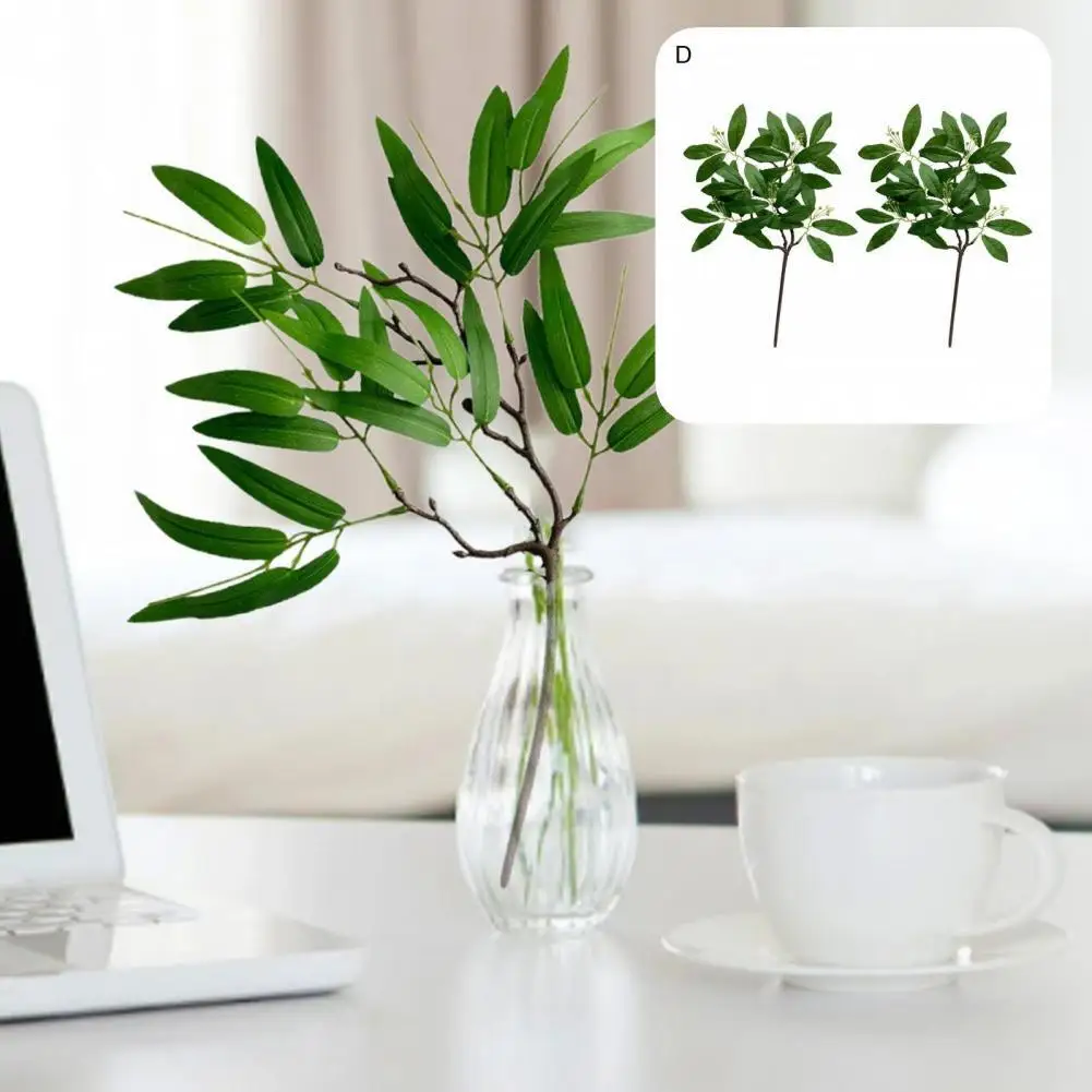 

2 ветки, шикарная имитация растений, яркие легкие искусственные листья, элегантные стебли из искусственного эвкалипта