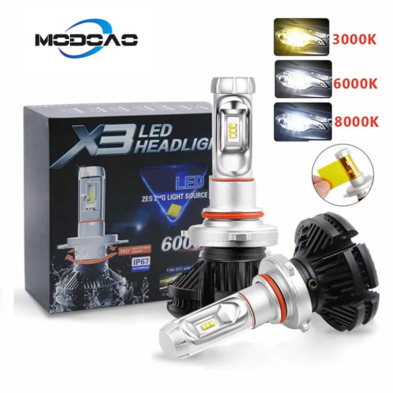 

Car Light ZES H4 LED H7 H11 3000K 6000K 8000K HB3 9005 HB4 9006 Car LED Headlights Bulbs 50W 6000LM Headlamp Auto X3