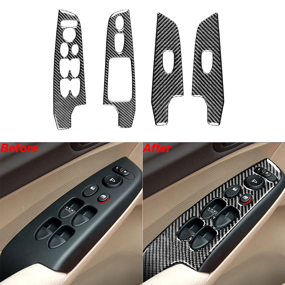

For Honda Civic 8th Gen 2006-2011 Car Door Console Panel Window Switch Frame Carbon Fiber Sticker Trim Kit Acessório Para Carro
