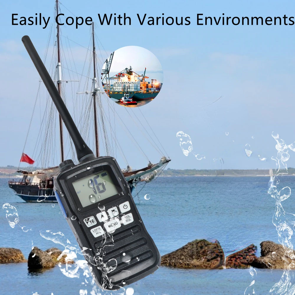 Handheld Vhf Marine Radio Walkie talkie Transceiver Boat Vessel Float Talk 2 Way Radio IP-X7 Waterproof RS-25M 100KM Long-range