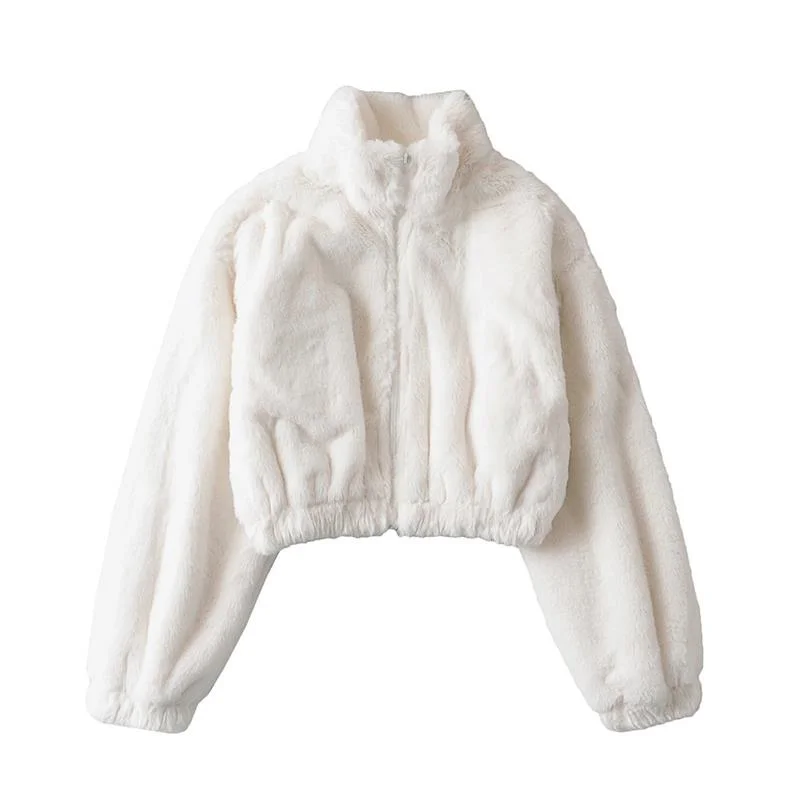 

Winter Women Zipper Jacket Crop Windproof Coat For Women Simple Parkas Casual Bubble Coat Laisure Elegant Female Streetwear Tops