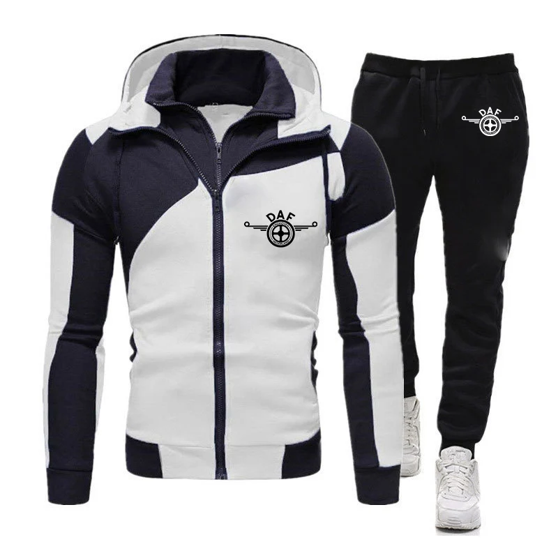 

2022 DAF TRUCKS Logo Mens Zipper Hoodie Trousers Sweatshirt Pants Harajuku Jacket Handsome Comfortable Autumn Suit