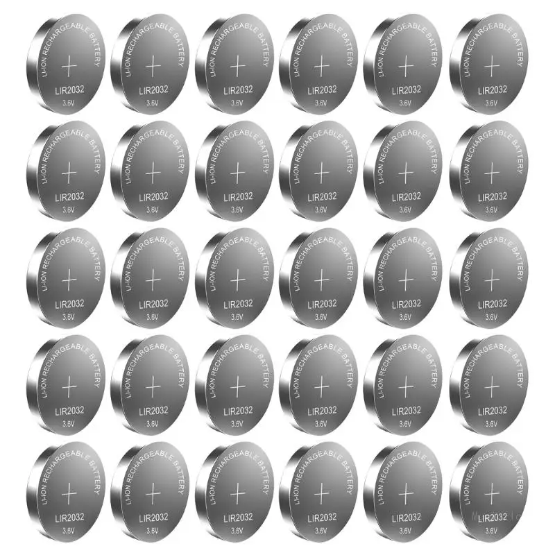 Набор из 5/10/15/20/25/30 шт. перезаряжаемых батарей-таблеток 3 6 В 40 мАч LIR2032 LIR 2032