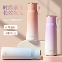380ml water bottle drinking portable thermos water cup ladies with straw female simple steel water cup for student